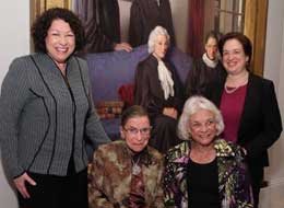 Justice O'Connor, Sotomayor, Ginsberg, and Kagan, in front of Four Justices