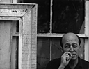 Clement Greenberg outside Jackson Pollock's studio