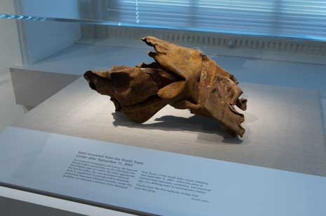 Mangled piece of steel from collapse of World Trade Center towers at September 11 