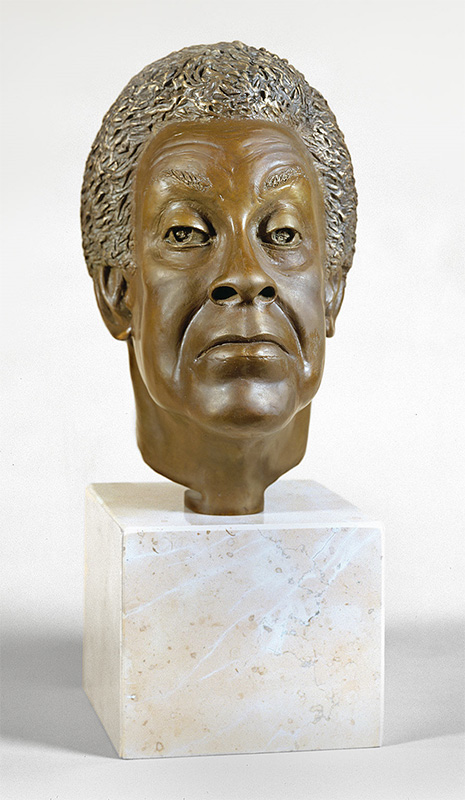 Bronze head sculpture of an African American woman