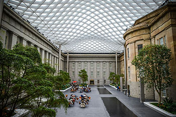 Kogod Courtyard, an open courtyard with glass canopy