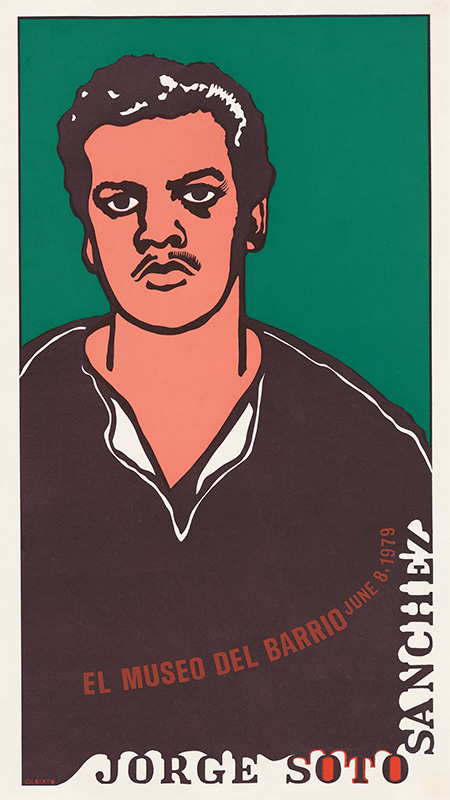 graphic poster-like image of a young man in a brown shirt