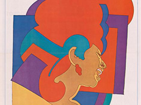 Colorful poster of a woman singing