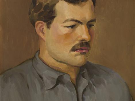 Portrait of a man with brown hair and a moustache facing 3/4 right