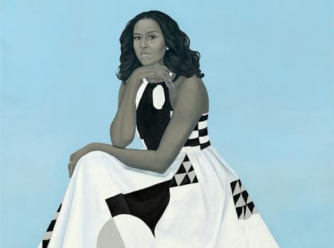 Michelle Obama in a white dress